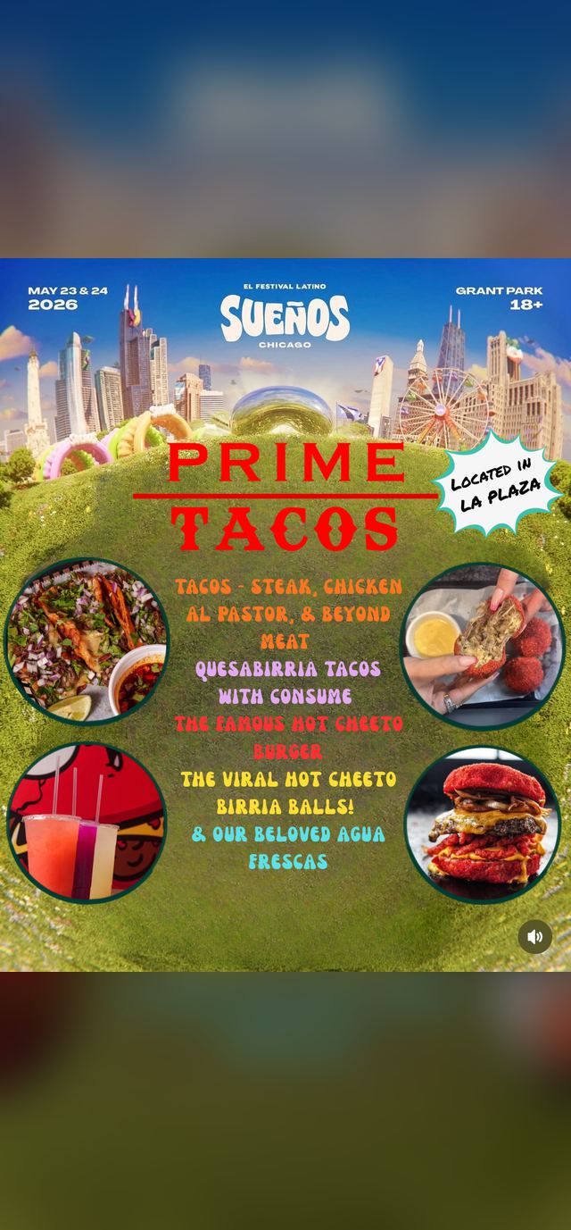 Prime Tacos lineup poster for Year 5 of Sueños Festival